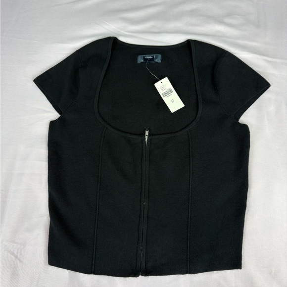 Anthropologie Black Knit Top with Zipper - Picture 8 of 9
